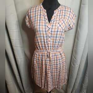Cat & Jack Blue & Orange Plaid V-Neck Dress